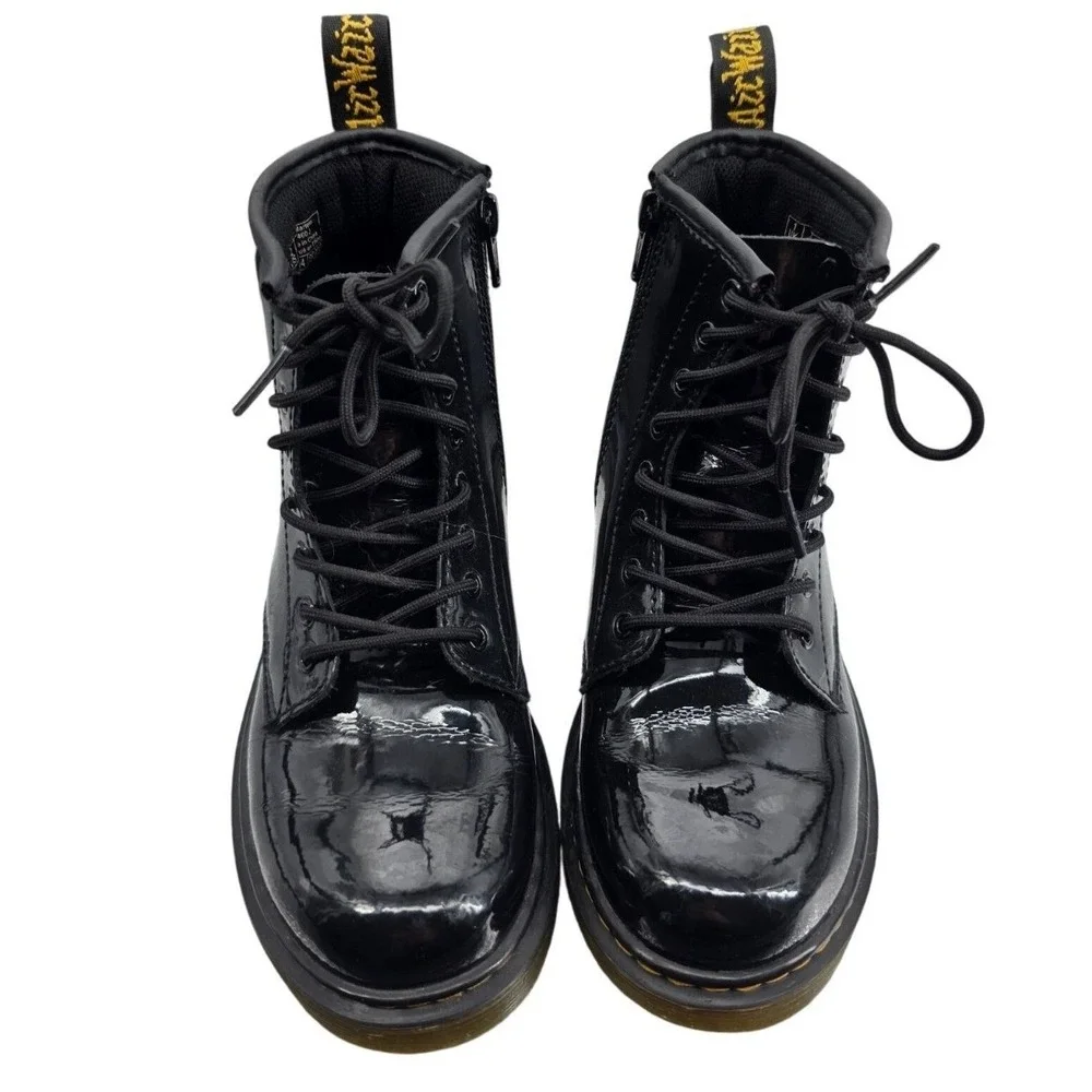 Dr. Martens 1460 J Black Patent‎ Leather Boots Youth Size 2 US Zip